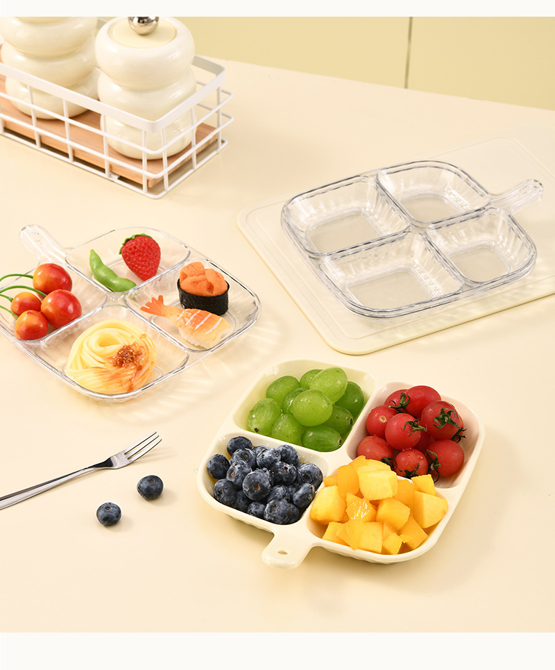 A household compartments serving plate with ingredients such as chopped scallions, ginger and garlic, a storage plate, kitchen utensils, a bone-spitting plate and a vinegar dish, multi-purpose pic 20