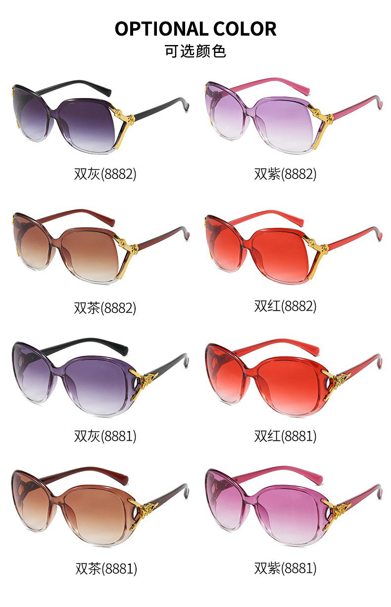 Wholesale of classic large-frame sunglasses for women with fox heads, fashionable camellia sunglasses for middle-aged and elderly people pic 6