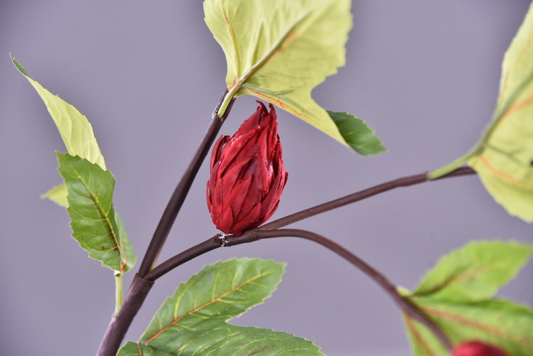 Factory direct sales of artificial hibiscus, modern and simple living room and hotel floor-standing artificial flowers wholesale, artificial roselle pic 8