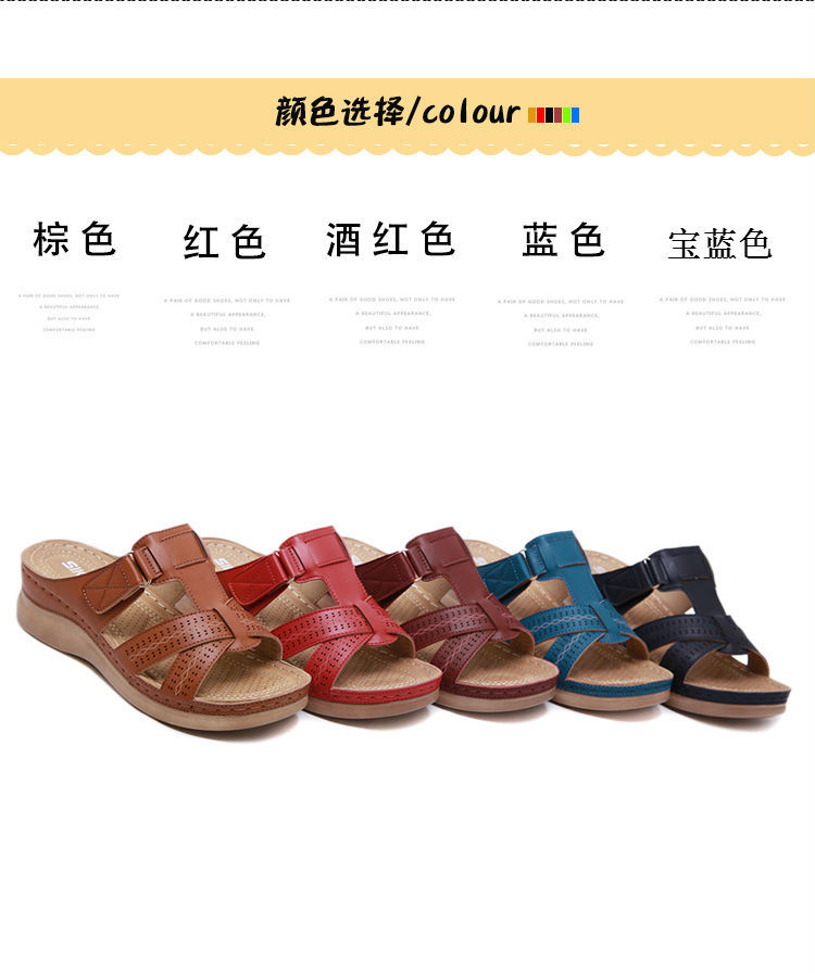 New European and American sandals for women, cross-border car line, mom shoes, large-sized sandals, wedge heel slippers, one-piece consignment pic 12