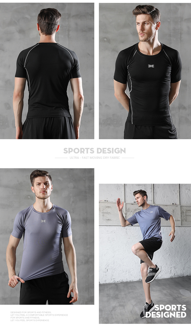 Quick-drying clothes for men, short-sleeved loose fitness T-shirts, running shirts, half-sleeved T-shirts, large-sized sports T-shirts pic 12