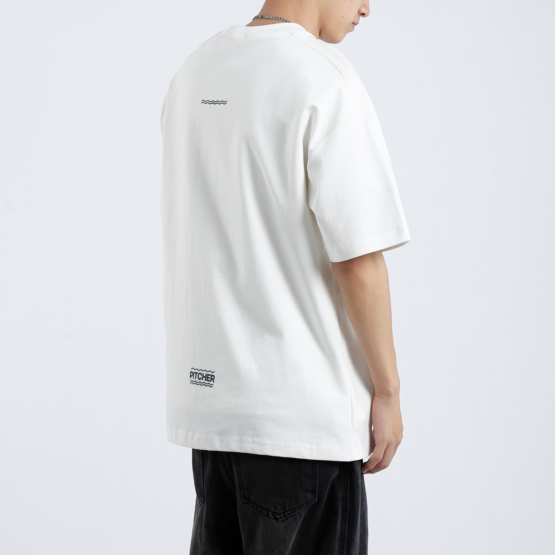 阿尔图220G重磅纯白印花短袖t恤男潮牌潮流夏季休闲宽松圆领上衣详情27