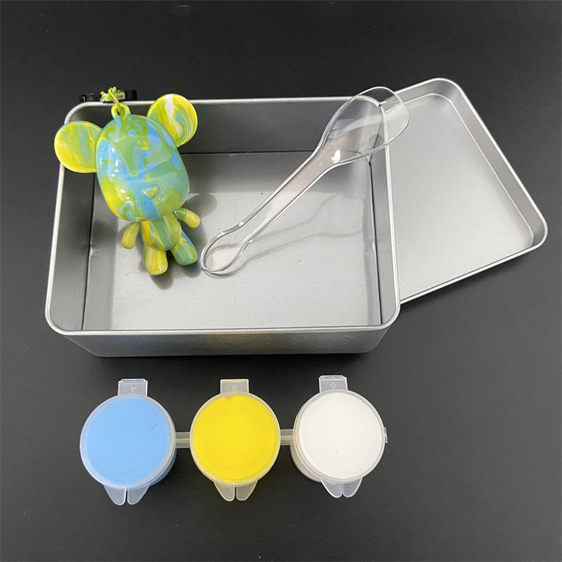 手工diy暴力流体熊钥匙扣盲盒流体熊颜料暴力小熊钥匙扣白胚批发详情15