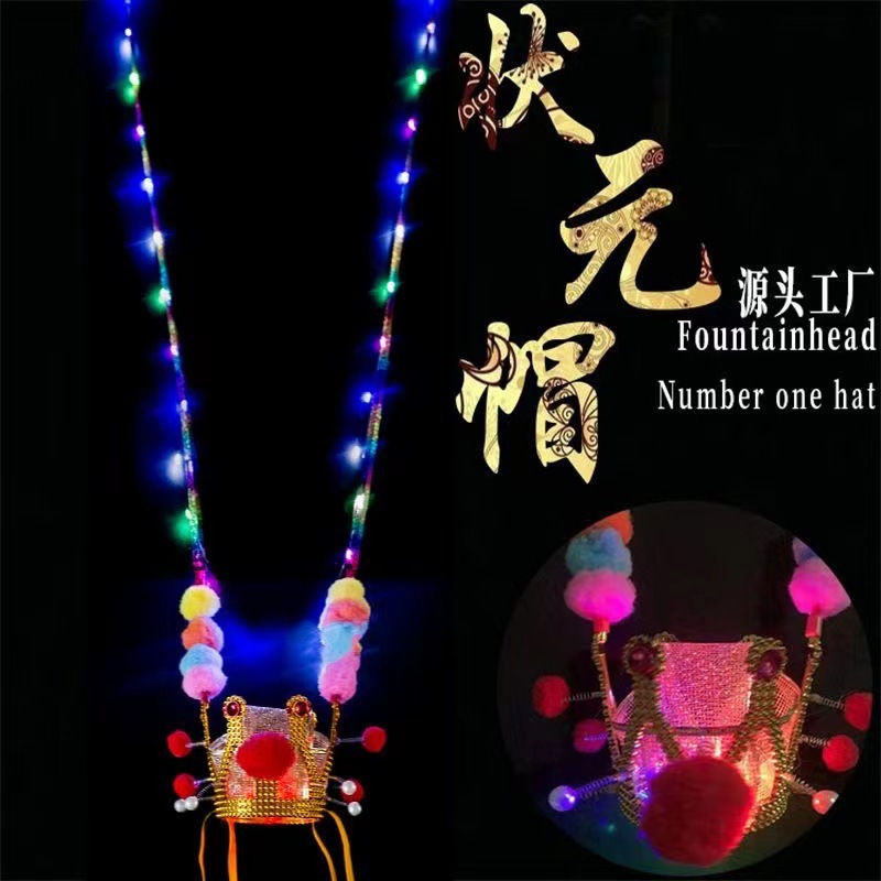 The new internet-famous luminous top scholar hat, Sun Wukong and Monkey King hat, electroplated luminous purple gold crown, is a bestseller at the street stalls in scenic spots pic 4
