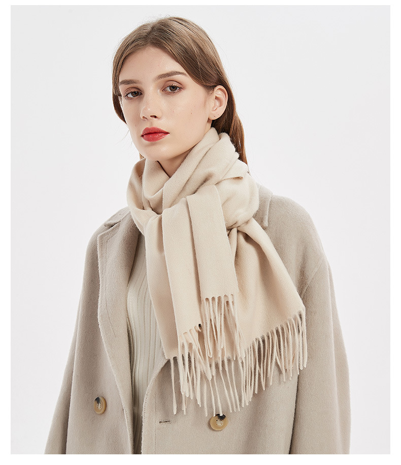 Wholesale of wool scarves, solid-color scarves for women, versatile autumn and winter scarves, thickened warm shawls, simple fringed red scarves pic 32