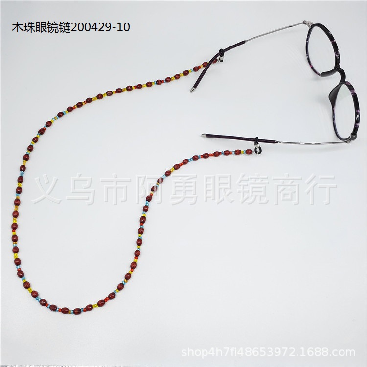 Self-produced and self-sold wooden bead eyewear chain accessories, electroplated, non-fading, anti-slip, neck hanging, not easy to fade, environmentally friendly, made of solid wood pic 3