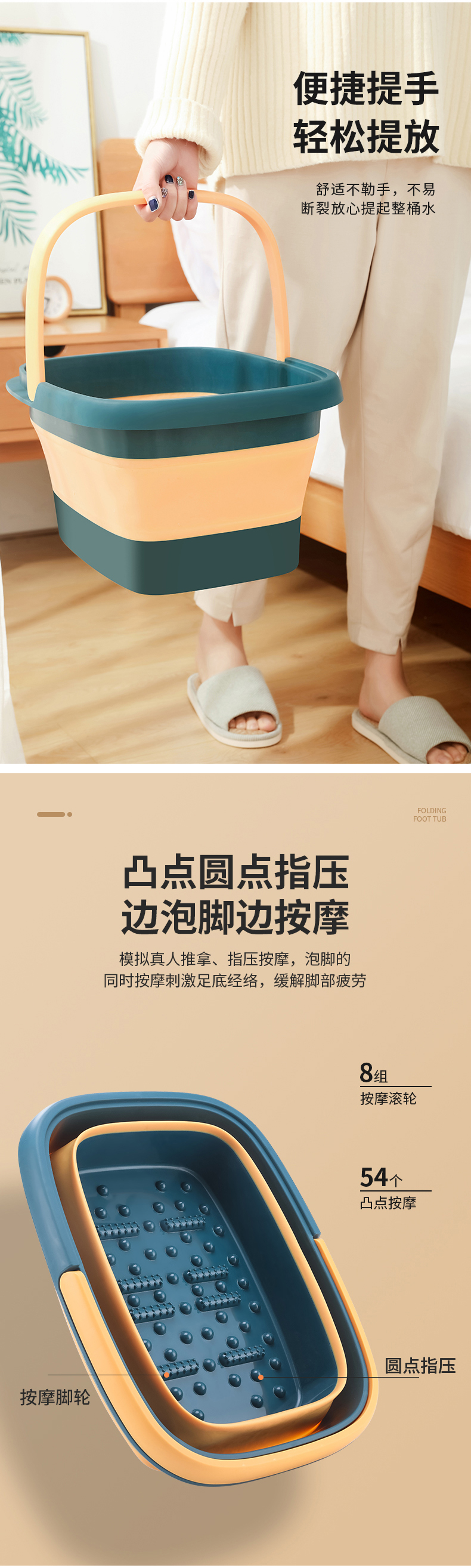 Folding foot bath bucket, foot bath basin, household foot bath and knee health care, fumigation, dormitory foot washing wonder, Gao shen 橚 pic 4