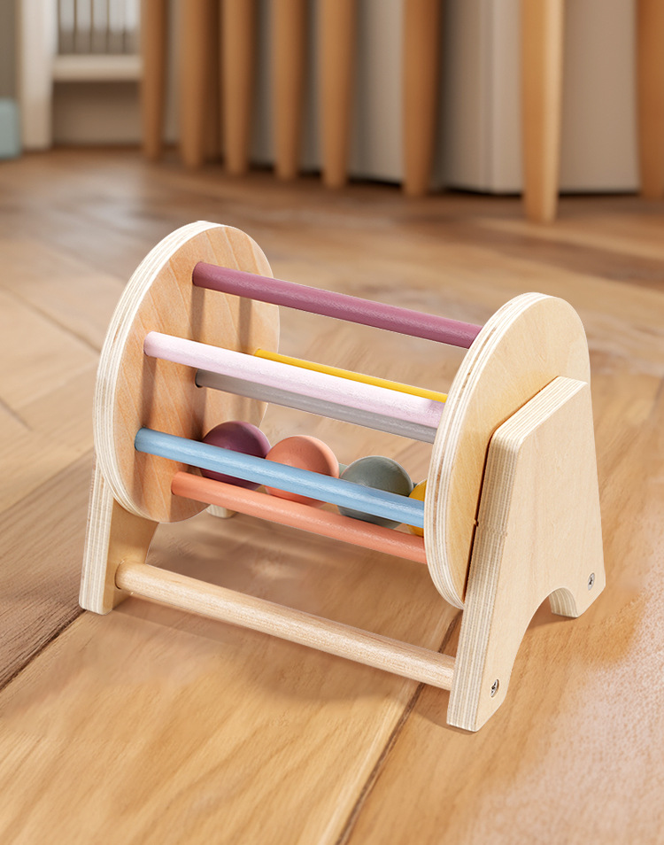 蒙氏教具蒙特梭利木制纺织鼓滚动鼓 0-3岁婴幼儿早教益智玩具详情8