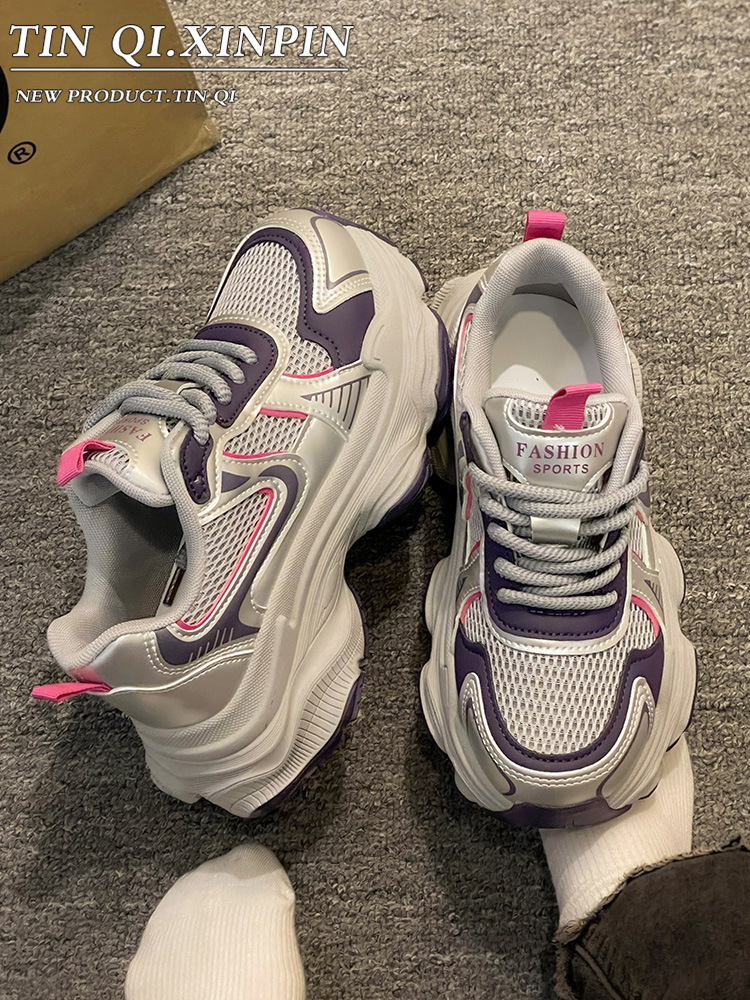 超火的炸街老爹鞋女2024新款拼色网面松糕底小白鞋春夏秋季运动鞋详情10