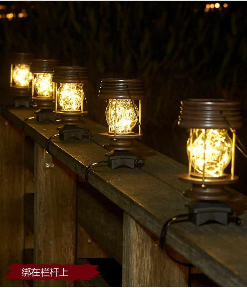 曦骉复古阳台太阳能灯庭院灯家用栏杆灯户外路灯围栏楼梯灯防雨详情12