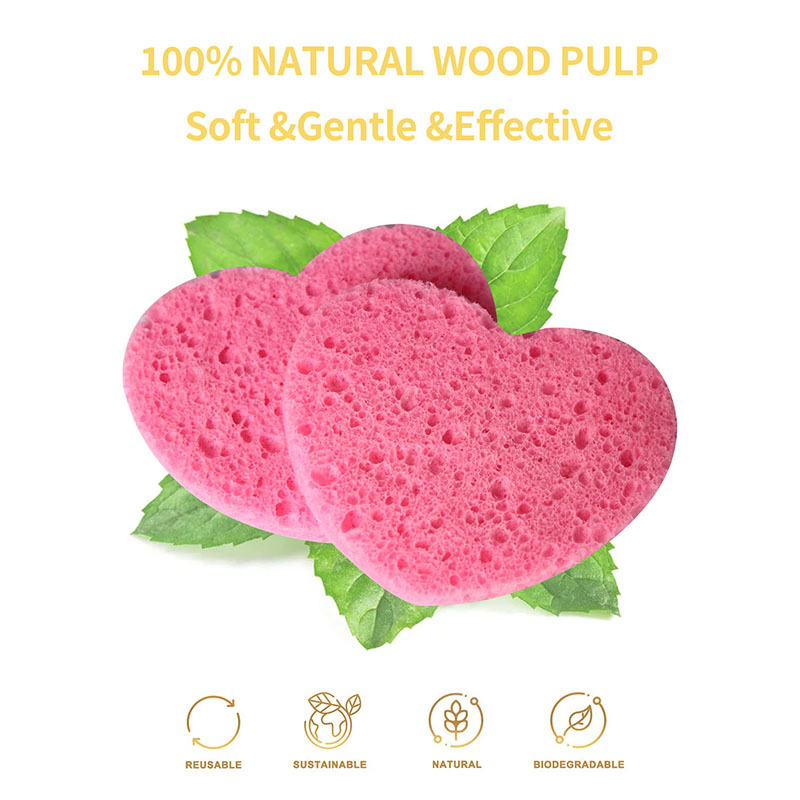 A set of 50 pieces of pink heart-shaped compressed facial cleanser made of wood pulp cotton that swells when exposed to water is selling well on Amazon pic 3