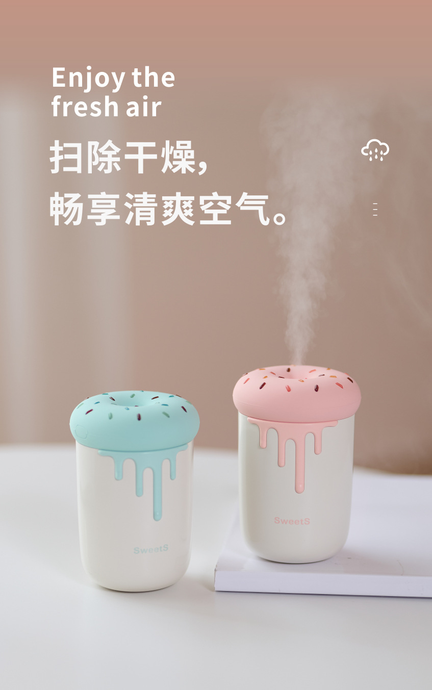 Cross-border Creative 369 Sweetheart Humidifier, Creative Mushroom Ice Cream Cup, Cartoon Mini with Ambient Color Lights for Hydration pic 5