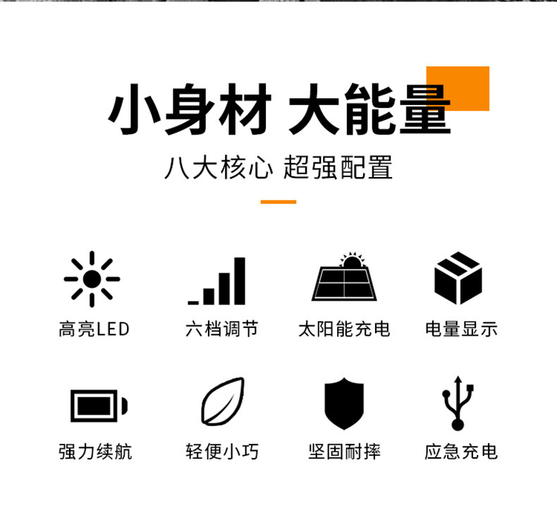 Cross-border direct sales of multi-functional outdoor searchlights, high-intensity flashlights, cob portable lamps, waterproof solar power banks pic 2