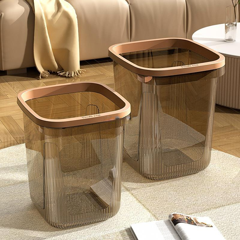 Large-sized, high-capacity household square trash can with high appearance level, light luxury bedroom, bathroom and kitchen new press ring paper basket pic 2