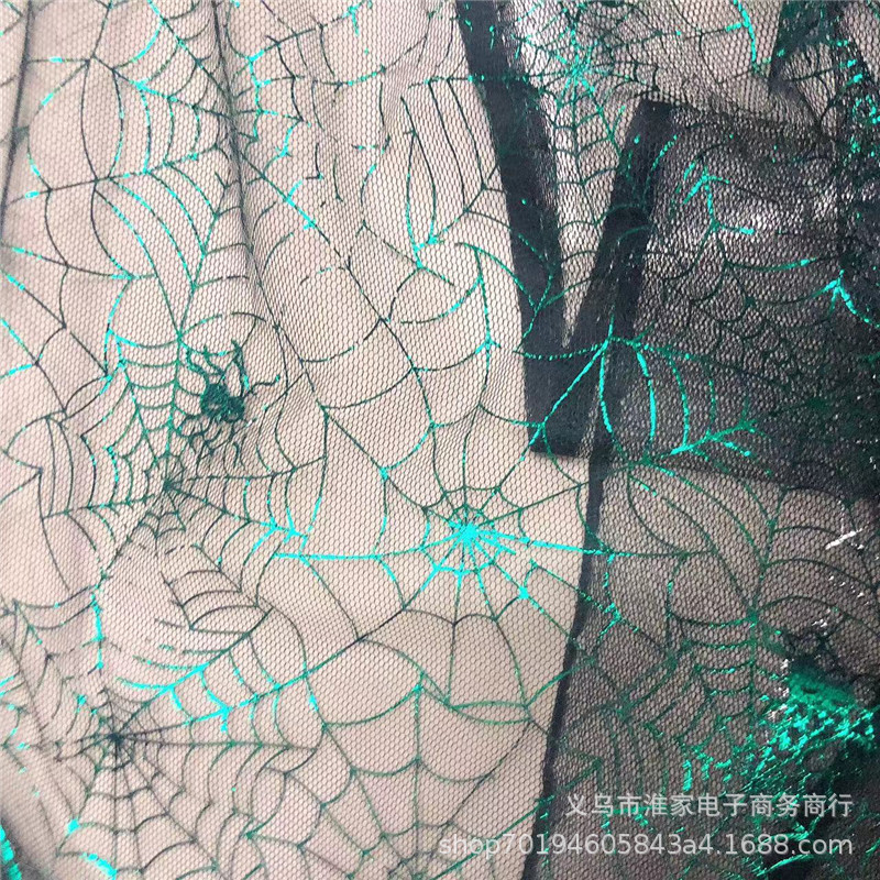 Factory direct sales of bright two-color spider web lace Halloween fabric background tablecloths, clothing accessories pic 12