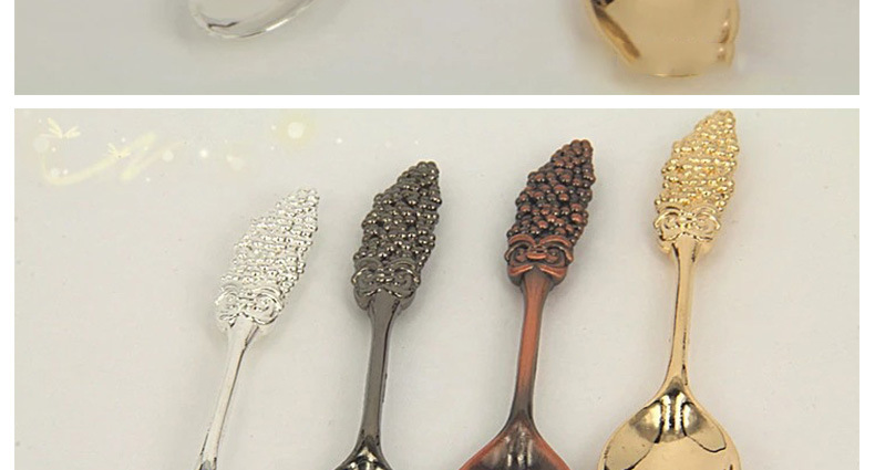 Exquisite xiaomi-shaped coffee spoon, retro spoon, alloy soup spoon, melon-shaped spoon (JY45), creative tableware decoration spoon, stainless steel dessert spoon, fruit spoon, ice cream spoon, spoon pic 28