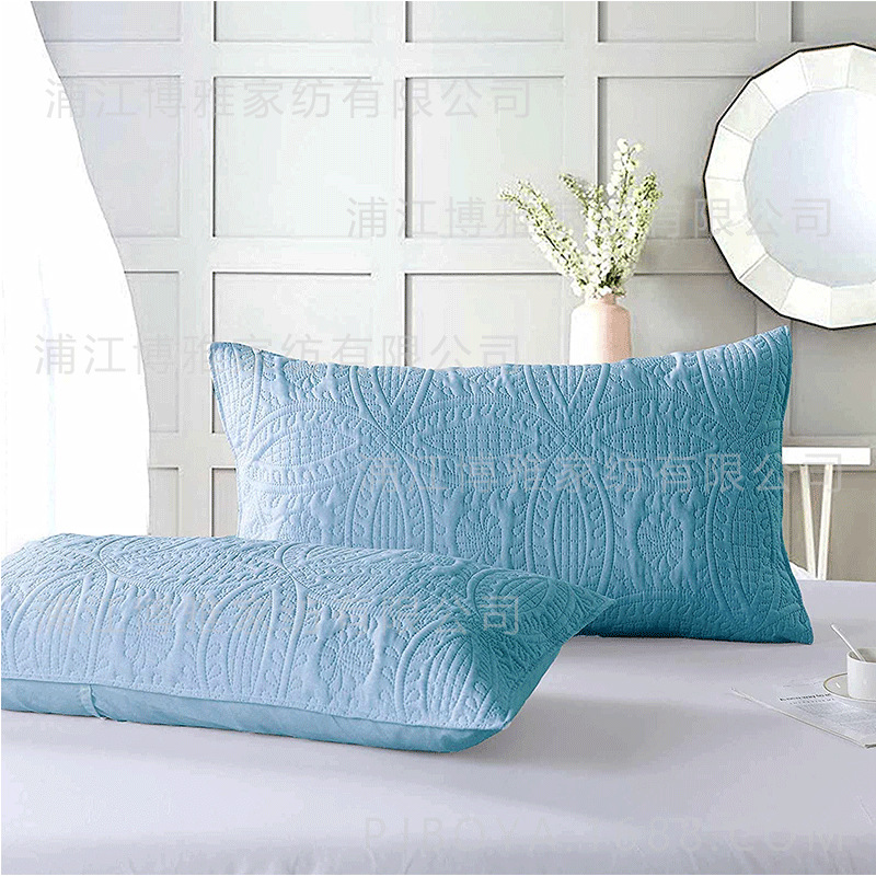 Boya Home Textile Wholesale 2022 High-quality Summer Three-piece Set Solid color Gongsatin Jacquard quilted high-count high-density Pillowcase pic 15