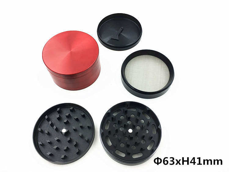 热销四层铝制金属63MM磨烟器四层锌合金烟草研磨器碎烟器烟盒详情6