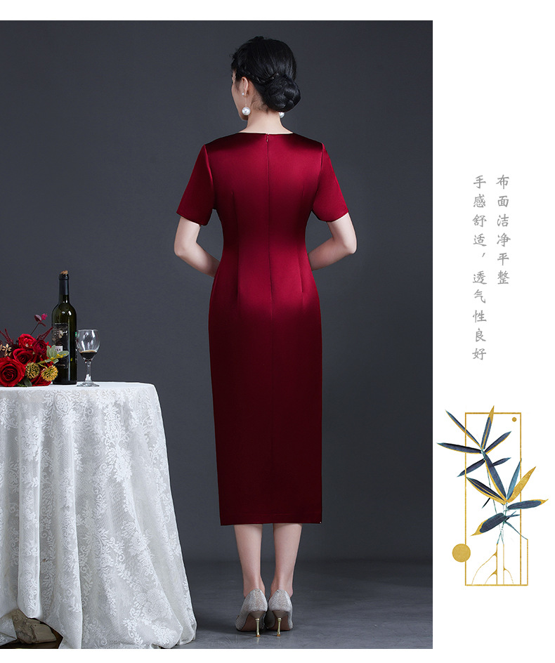 2024年夏季新款典雅旗袍连衣裙时尚洋气婚礼妈妈装喜婆婆婚宴礼服详情10