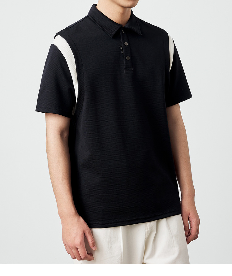 墨麦客250g横纹肌理短袖polo衫男2025夏新款简约撞色男士t恤71245详情32