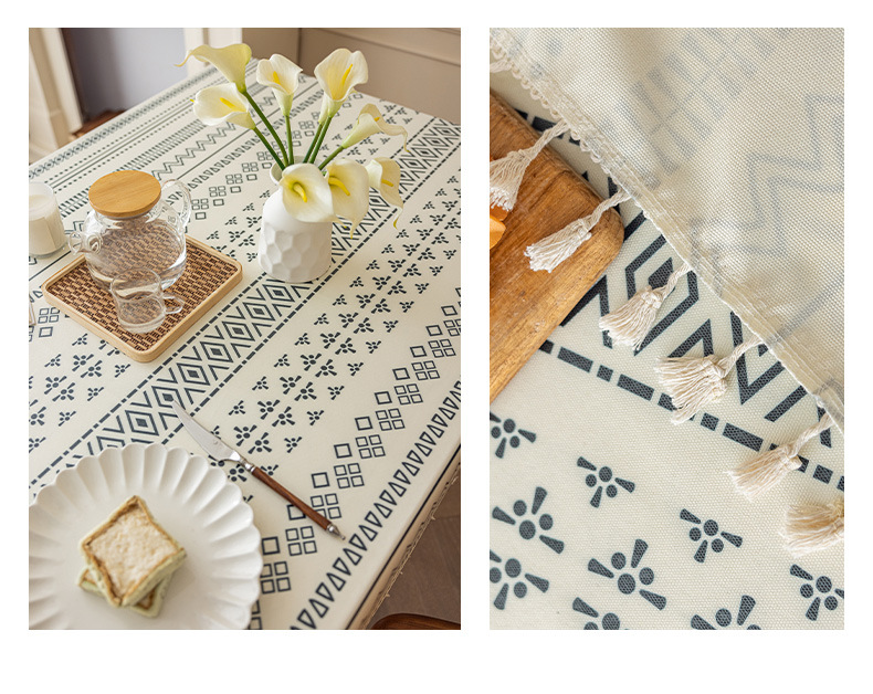 免洗棉麻波西米亚桌布 长方形流苏民族风艺术布艺 防水防油餐桌布 民宿装饰用品 其他分类详情14