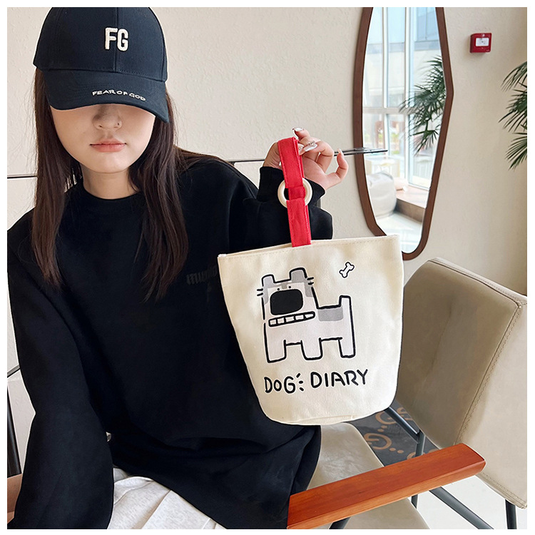 上班族便携妈咪帆布包购物学生可爱水桶型手拎便当带饭盒手提包女详情13