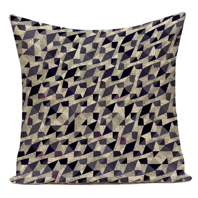 Wavy checkered line geometric throw pillow, linen seat cushion, modern Chinese-style car backrest pic 5