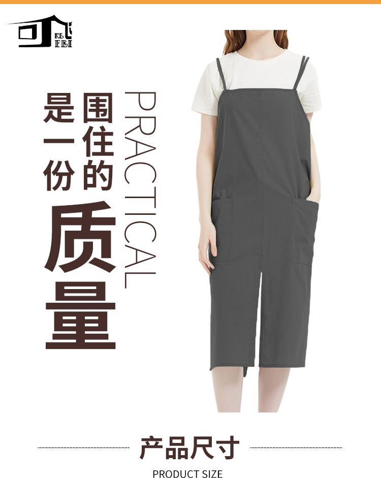 现货夏季透气全棉吊带围裙 亚马逊跨境热销防水可印logo无袖罩衣详情2