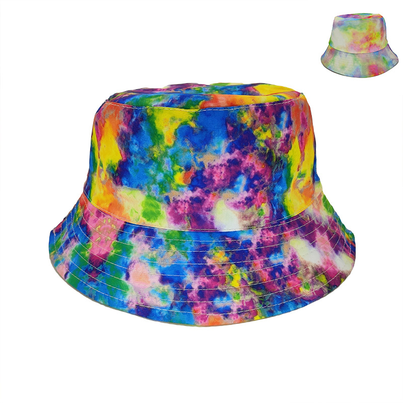 Double-sided tie-dyed fisherman hats for foreign trade, fashionable trend for men and women, double-sided basin hats, outdoor casual sun hats for spring and summer pic 1