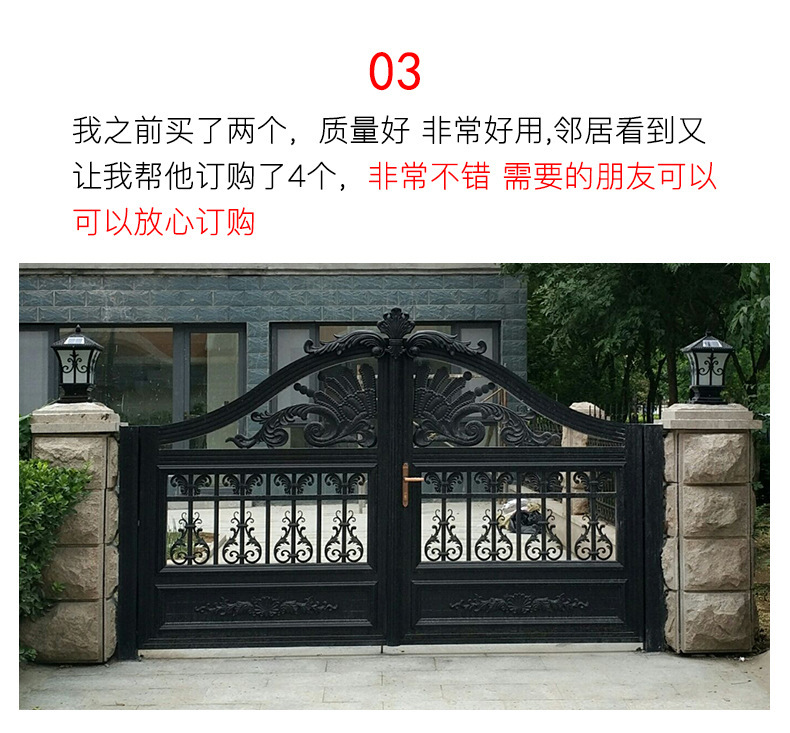 Solar column head lights, LED outdoor waterproof courtyard villa wall top, fence, gate lights, household door column lights pic 8