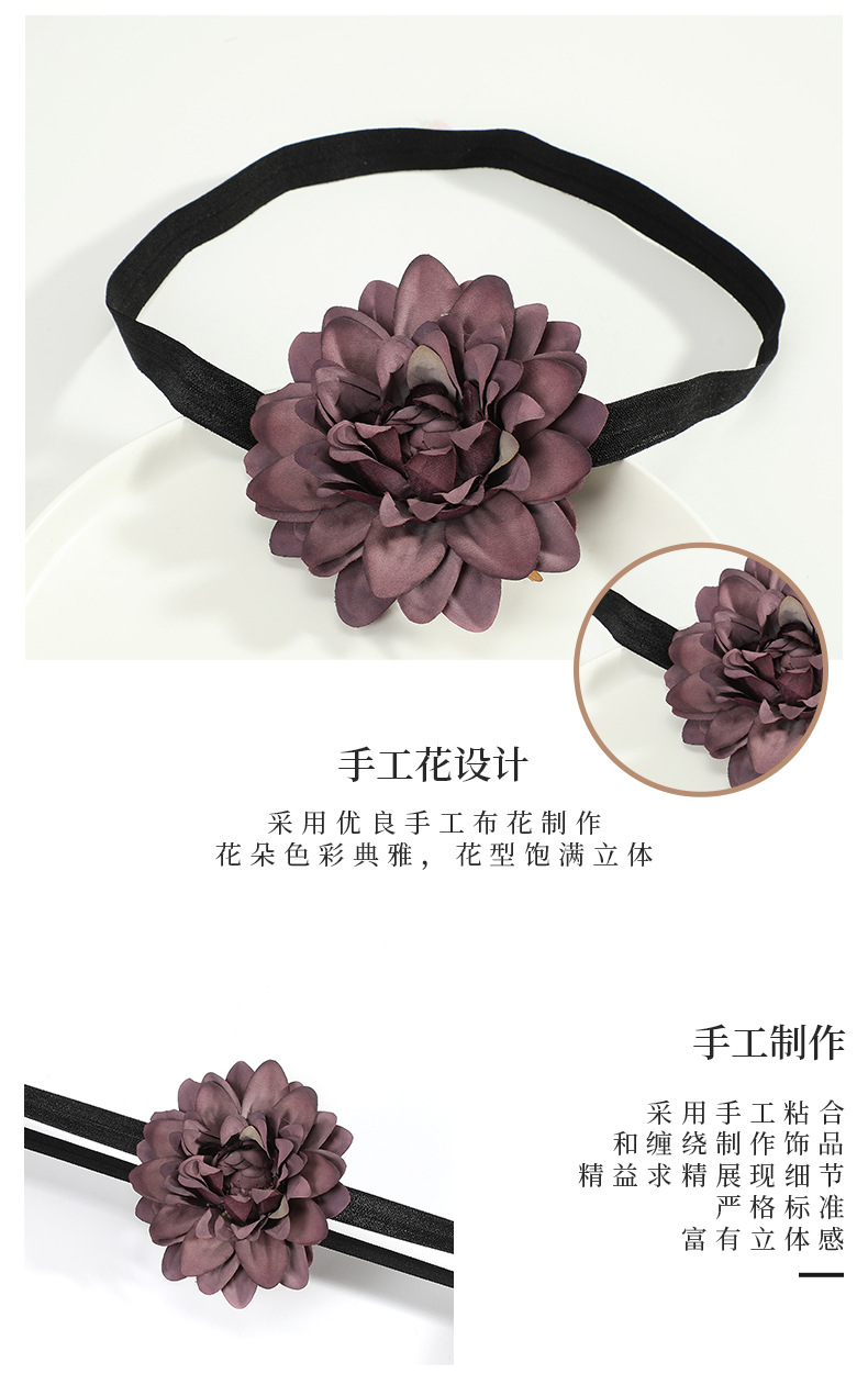 Korean-style fashionable fabric handcrafted flower headband wedding and festival headwear decoration, paired with retro girl hair bands and hair accessories pic 6