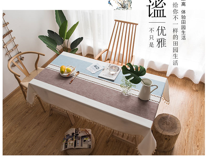 蓝万意 跨境桌布棉麻现代简约大方高级感亚马逊热销餐桌布台布北欧小清新茶几餐桌布桌布布艺环保台布详情5