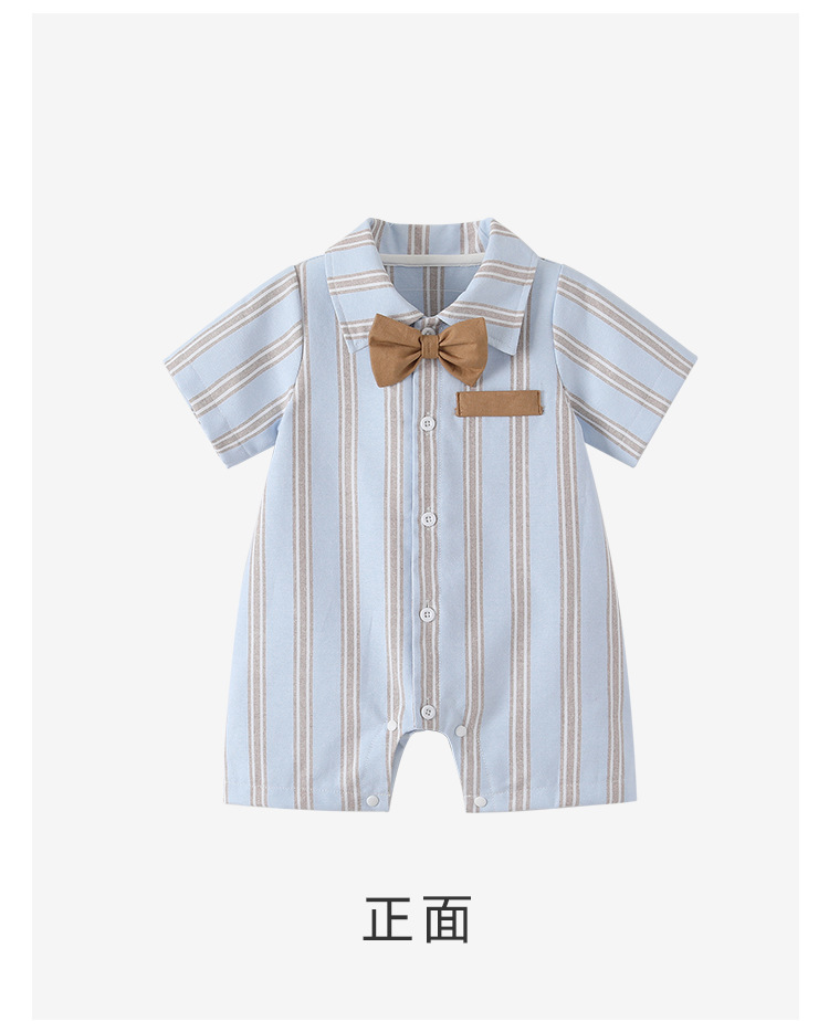 ins baby clothes summer striped short-sleeved A-class stylish baby body clothing Korean version gentleman baby outdoor crawling clothes pic 21