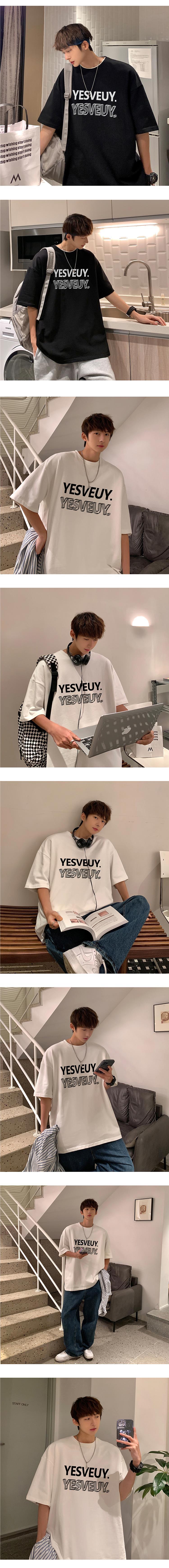 同款重磅纯棉短袖t恤美式复古男酒红色潮牌ins港风休闲宽松半袖上详情3