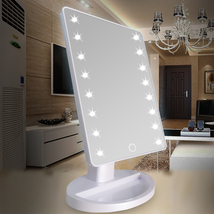 360-degree rotating dressing mirror, LED storage, makeup mirror, touch sensor, 16 lights, 22 lights, makeup mirror table style pic 2