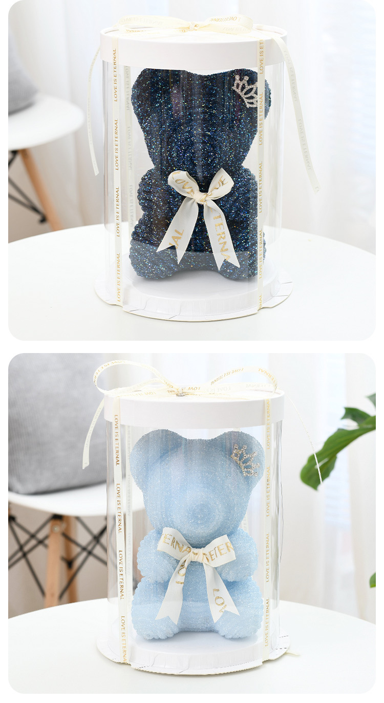 亚马逊水晶钻石熊 水钻熊泡沫花玫瑰熊七夕情人节礼物玫瑰熊礼盒详情11