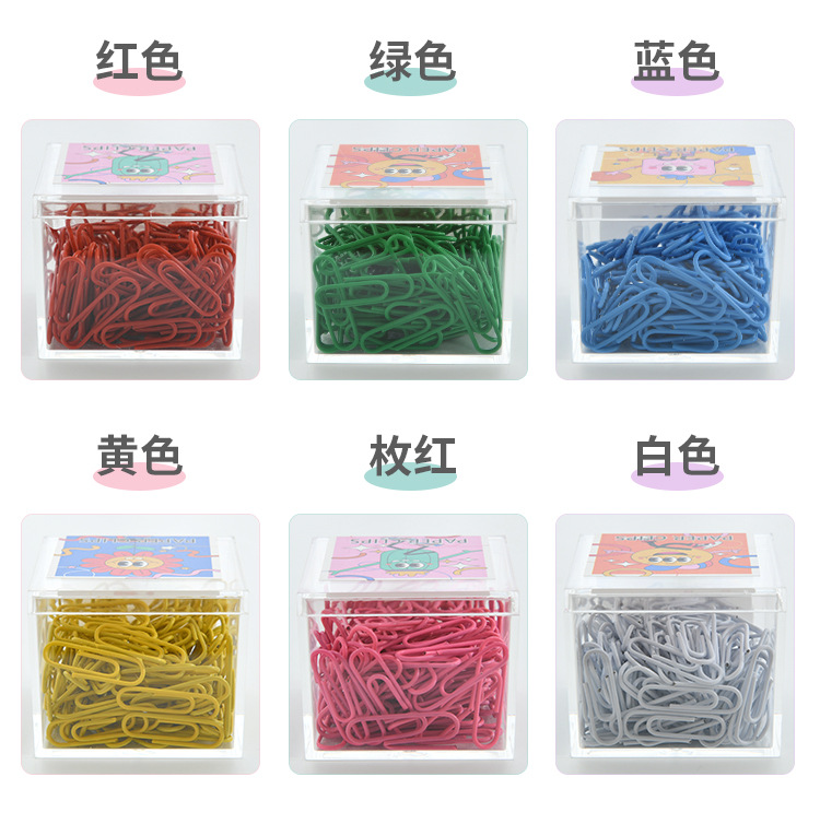 Creative box-packed color paper clips for office and finance, 120 U-shaped pins, multi-functional 28mm plastic-coated paper clips for students pic 6