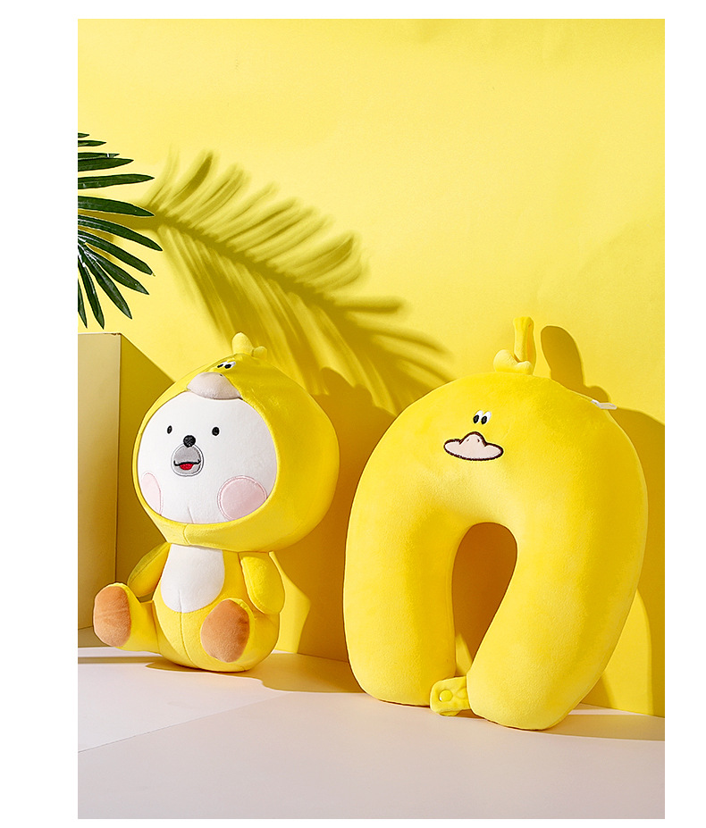 Wholesale cartoon animal U-shaped pillow, neck pillow, two-in-one dual-purpose pillow, foam particle pillow, animal transformation pillow pic 17
