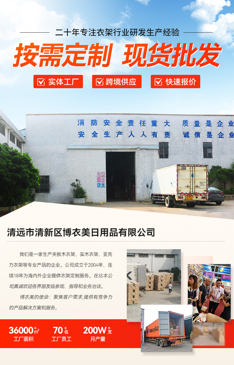 服装店女装实木衣架无痕防滑加粗原木色木质儿童套装架夹成人裤架详情1