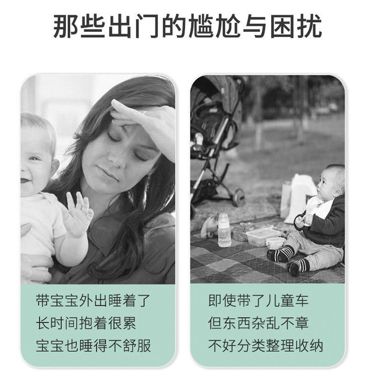 Factory direct sales: New multi-functional mummy bag, double-shoulder baby bed backpack, large-capacity waterproof bag with pacifier, embroidered thread pic 4