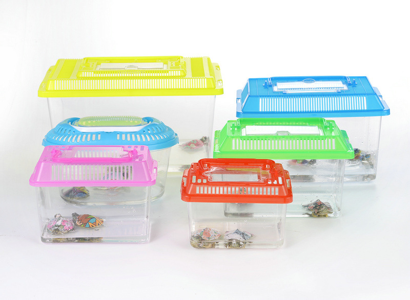 Wholesale of large, medium and small-sized portable plastic goldfish tanks, transparent turtle tanks, reptile pet breeding and transportation boxes from manufacturers pic 2