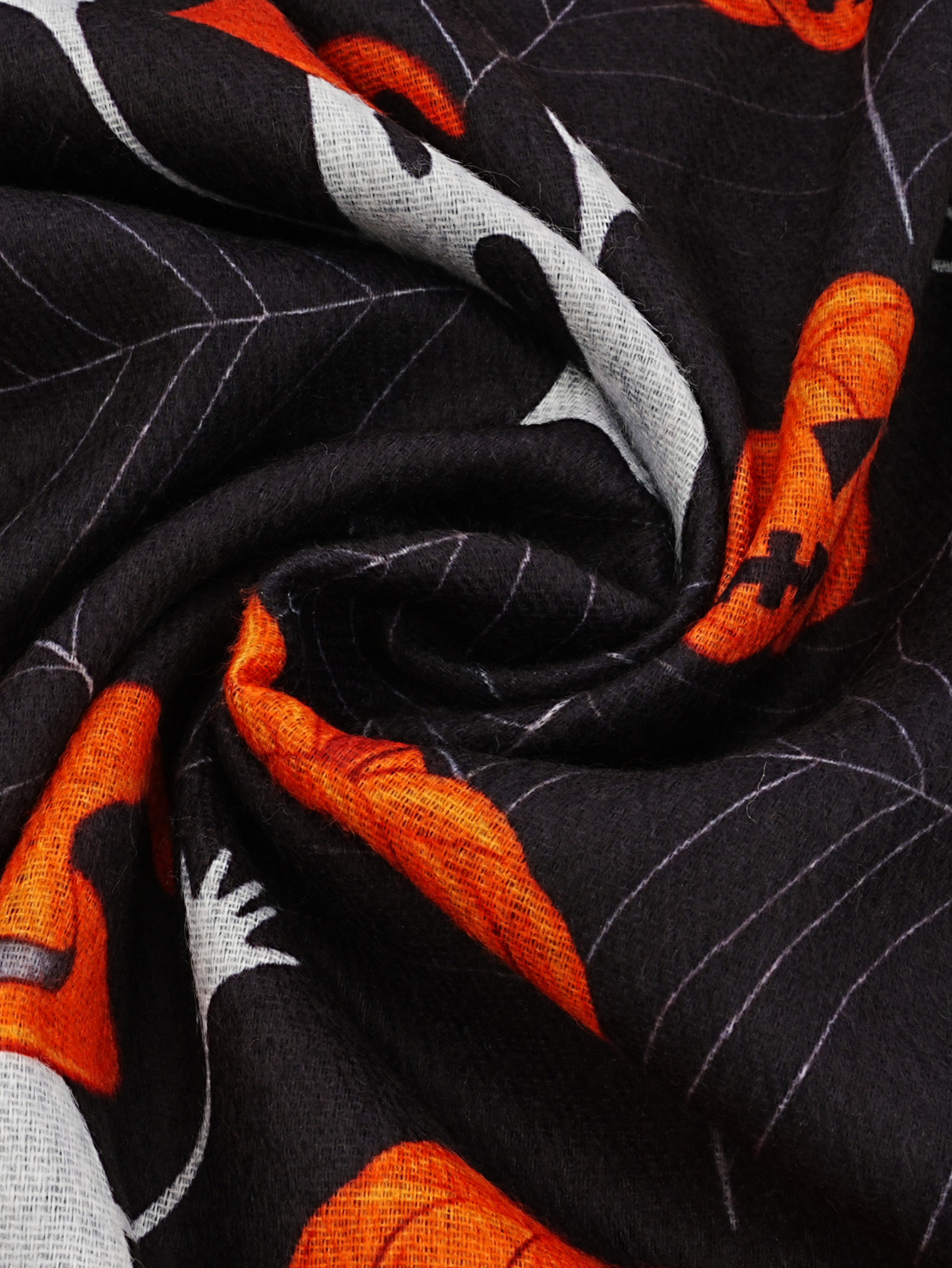 New faux cashmere black Halloween ghost pumpkin digital print scarf Magic Awakening Wizard hat set pic 5