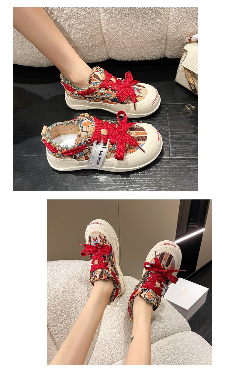 小众设计拼色帆布鞋女厚底休闲板鞋2023年新款春秋季韩版丑萌女鞋详情26