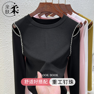 High-count 80-count double-sided mercerized cotton short-sleeved white T-shirt for women in summer, loose round-neck V-neck, versatile T-shirt, 1688 pic 5