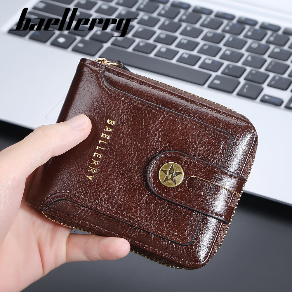 baellerry新款男士钱包拉链短款钱包多卡位时尚竖款迷你零钱包男详情3