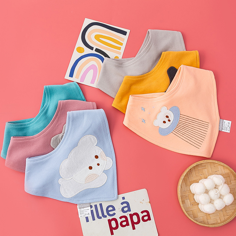 Fresh and clean baby triangular towel, double-layer pure cotton baby bib, newborn bib, breathable and absorbent saliva towel for all four seasons pic 2