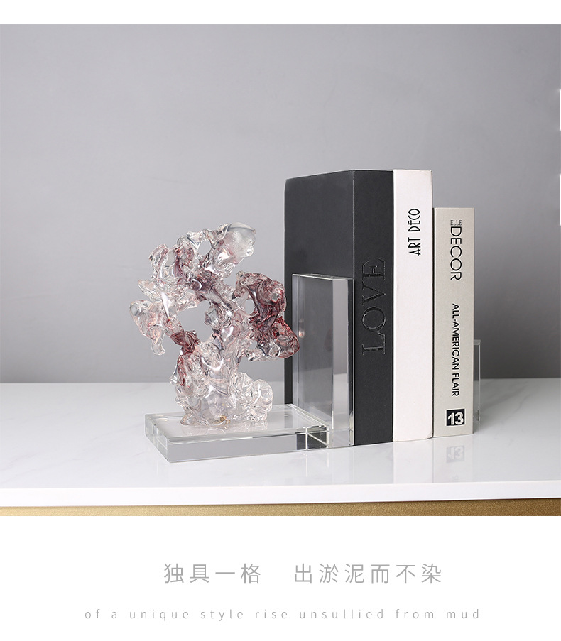 New Chinese-style creative transparent display items, model room entrance, study, coffee table, TV cabinet, hotel soft furnishings, study, office, bookstand display items pic 25