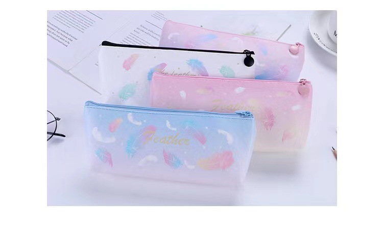 Simple leather large-capacity quille case for girls, cute pencil case, creative stationery storage bag for junior high school and primary school students pic 10