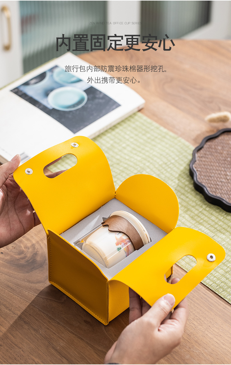 The Wujiang Sheep Fat Jade Porcelain Kung Fu Tea set travel bag is a high-end souvenir for outdoor travel. Wholesale pic 4