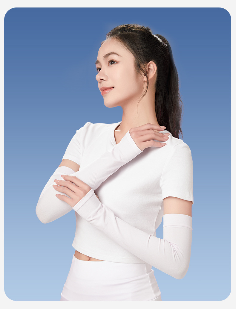夏季防晒冰袖女户外防紫外线冰丝袖套薄护臂开车骑行透气凉感手袖详情19